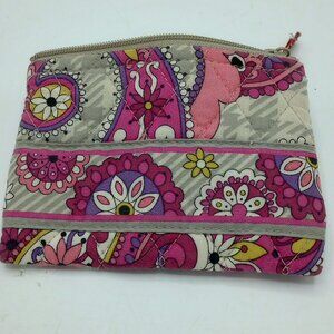 Vera Bradley Retired Paisley Meets Plaid Coin Purse Zip Wallet Blue Boho Pink